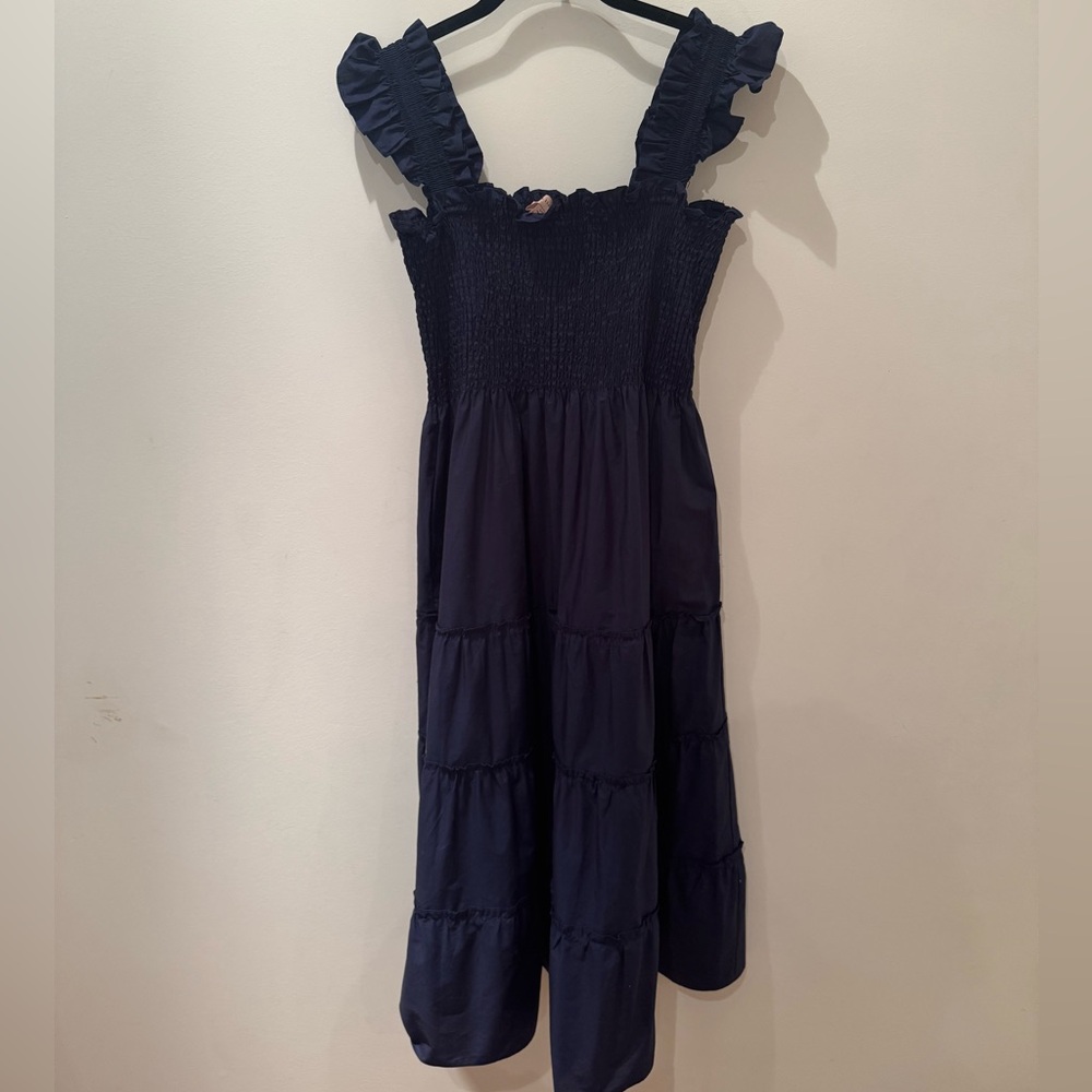 Philosophy Navy blue dress. 
Size L. (Fits like a 10)
Made in the USA.